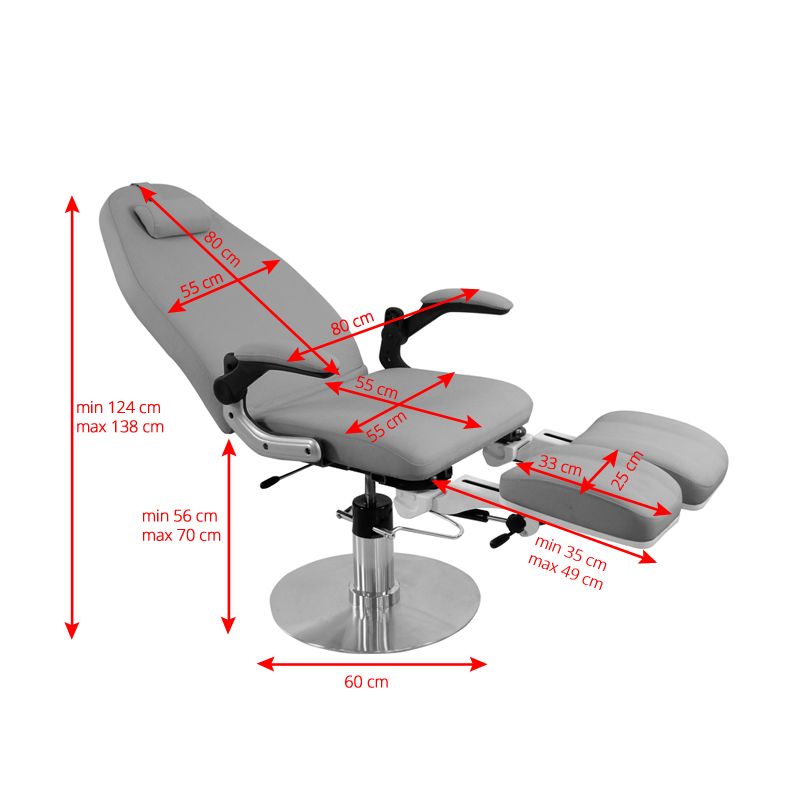 Hydraulické podiatrické kreslo Azzurro 713A sivé
