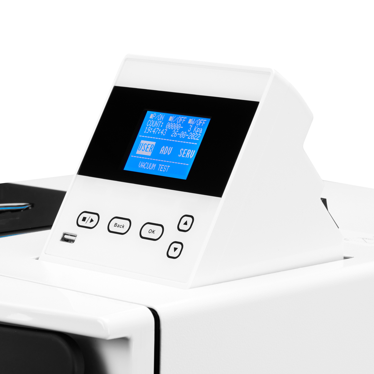 LCD autokláv Lafomed Compact Line LFSS23AD s 23 l tlačiarňou, medicínska trieda B