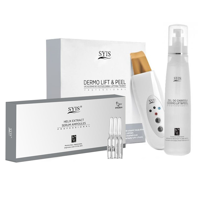 Syis prietaisas Dermo Lift&Peel skin scrubber auksinė mentelė + kosmetika Syis