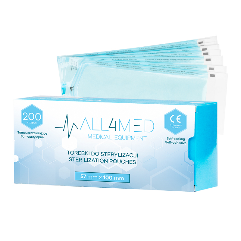 All4med sterilizavimo autoklave maišeliai 57 mm x 105 mm 200 vnt.
