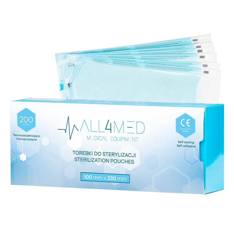 All4med maišeliai sterilizavimui autoklave 100 mm x 230 mm 200 vnt.