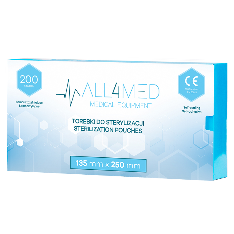 Autoklávovateľné vrecká All4med 135 mm x 250 mm 200 ks.
