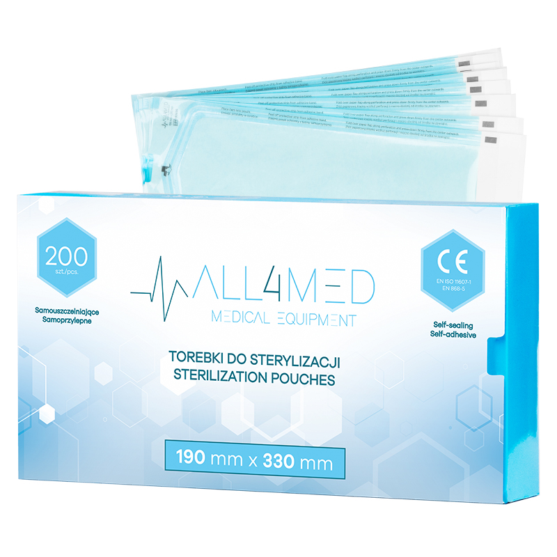 All4med maišeliai sterilizavimui autoklave 190 mm x 330 mm 200 vnt.