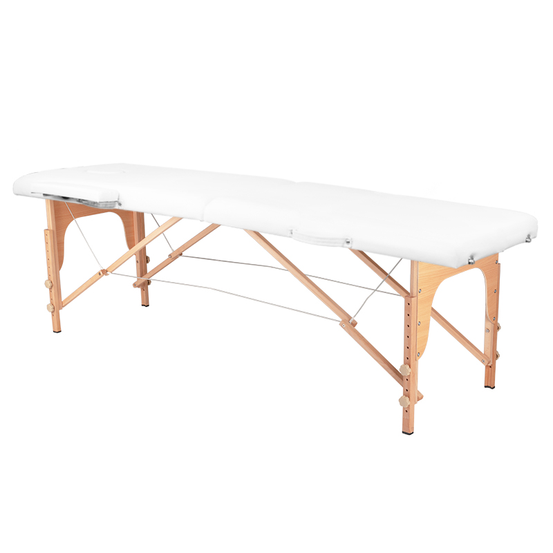 Skladací masážny stôl drevený komfort Activ Fizjo 2 dielny biely