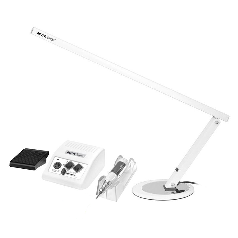 Brúska na nechty Activ Power JD500 biela + lampa na stôl Slim 20W biela