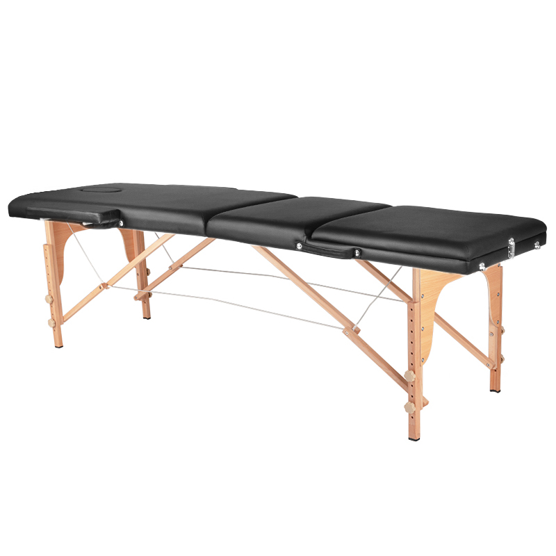 Skladací masážny stôl drevený komfort Activ Fizjo 3 dielny čierny