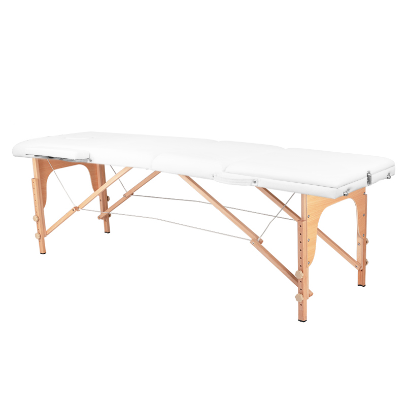 Skladací masážny stôl drevený komfort Activ Fizjo 3 dielny biely