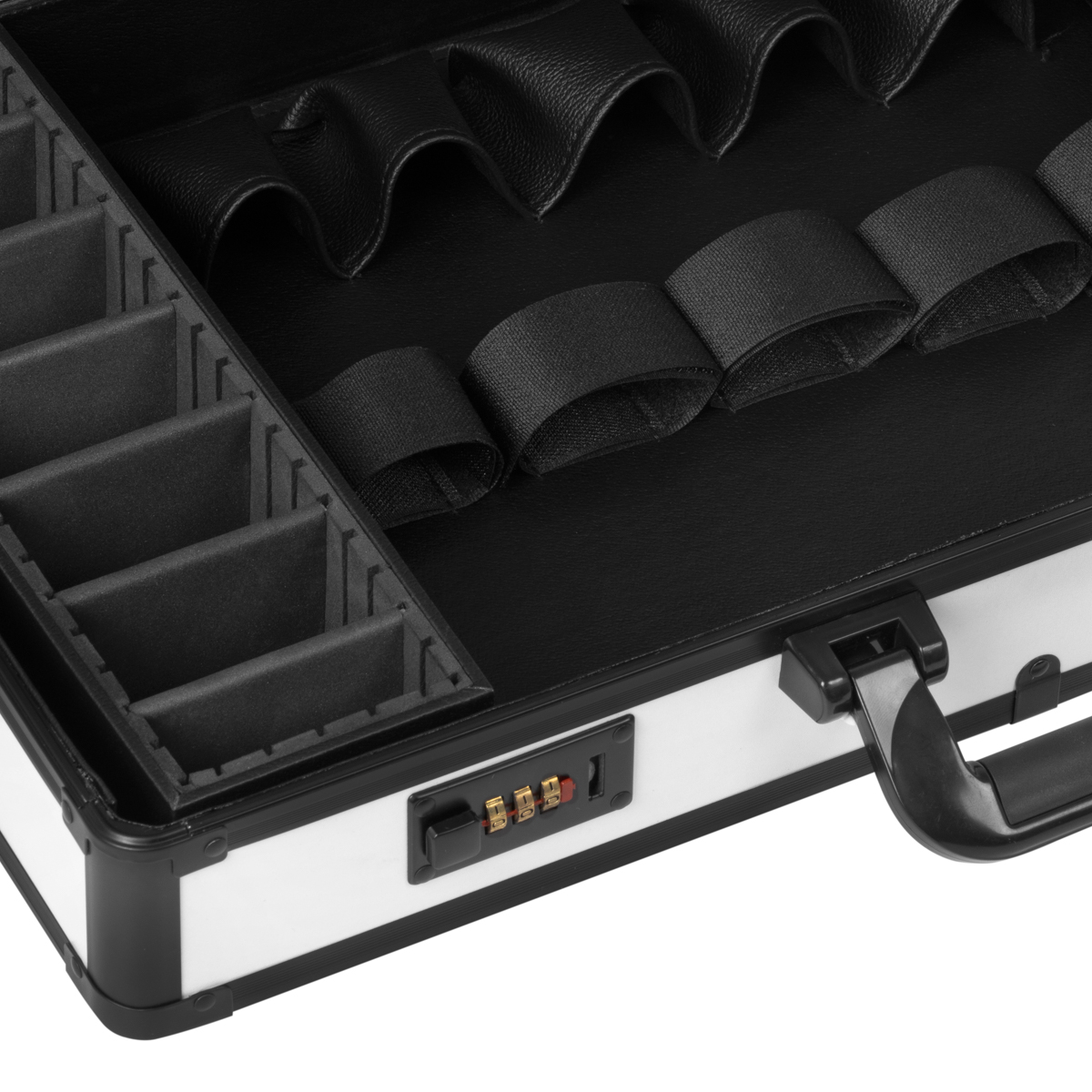 Bielo-čierny kadernícky kufor BARBER