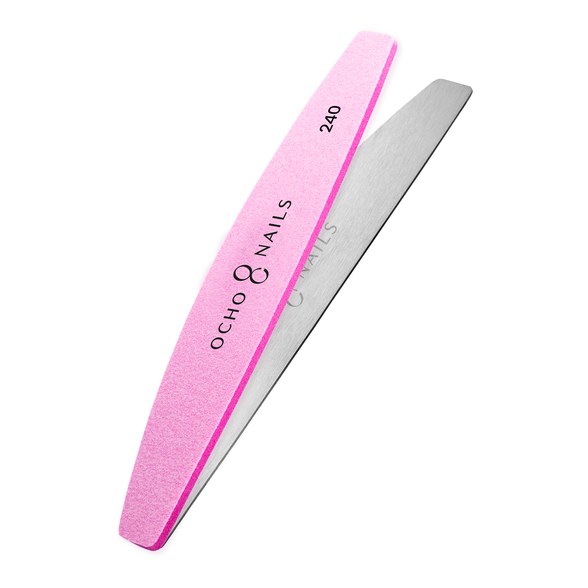 Ocho Nails kovový pilník s polmesiačikom a leštičkami 240 10 ks.