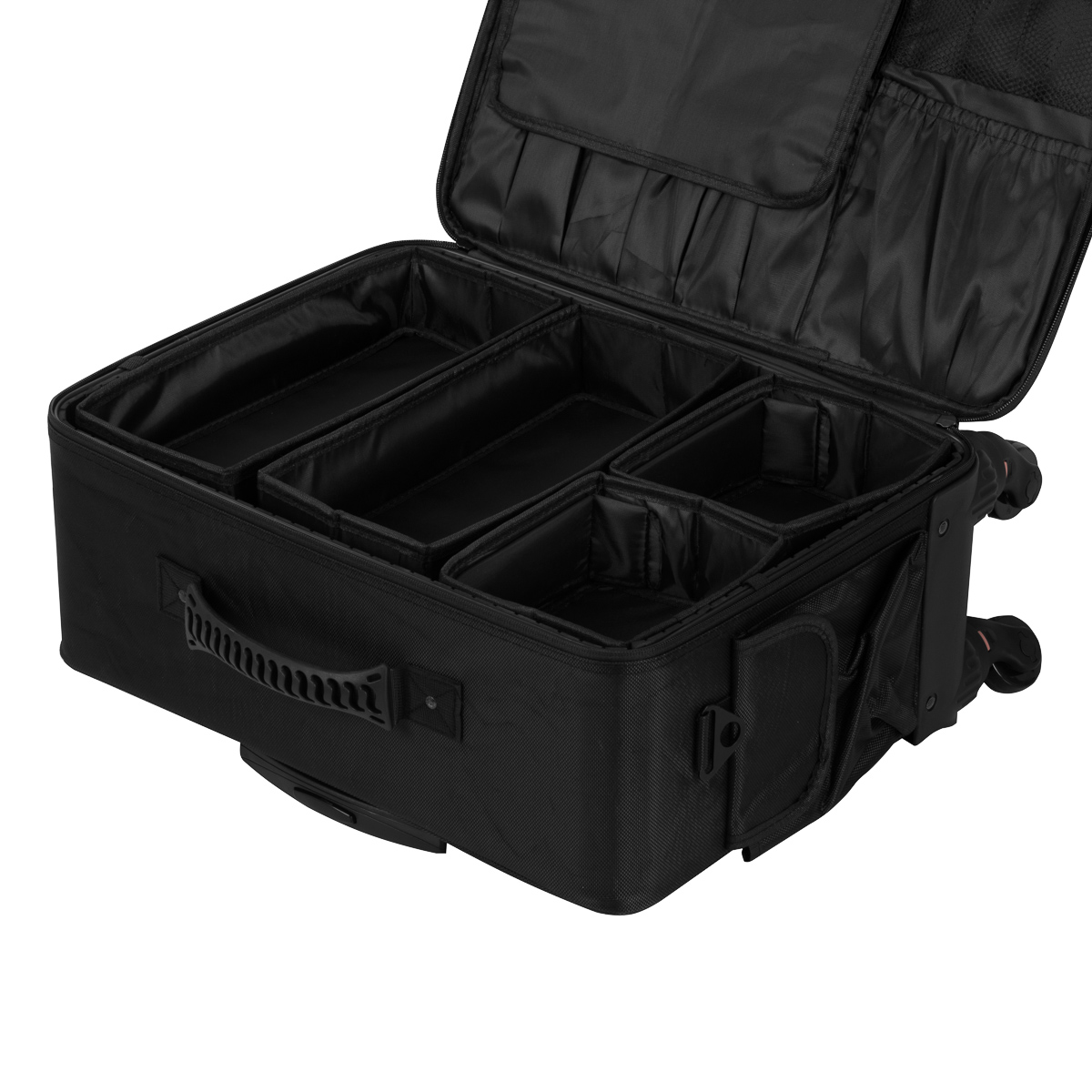 Kadernícky kufor na kolieskach, čierny