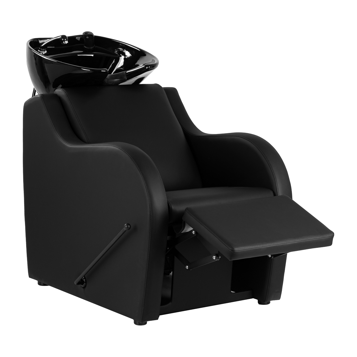 Kadernícky umývadlový stojan Gabbiano Carmen s nastaviteľnou opierkou na nohy, čierny