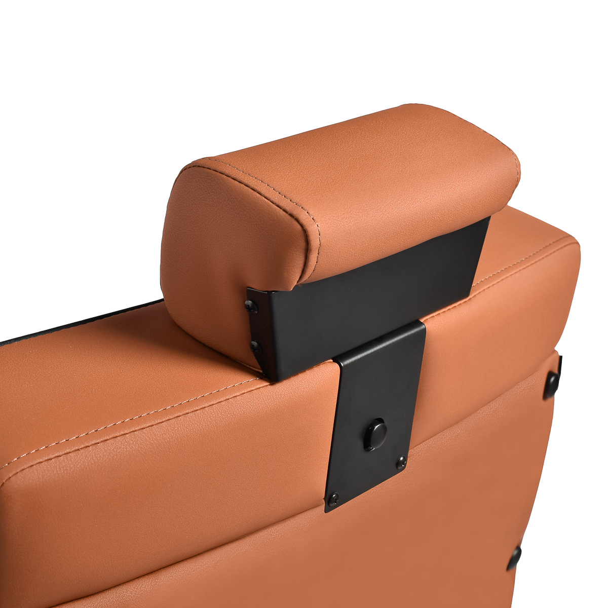 Holičské kreslo Gabbiano Levi hnedé s čiernym rámom, bez prešívania na operadle