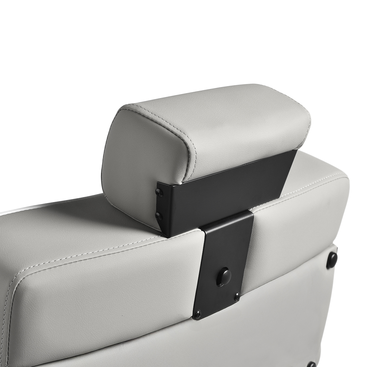 Holičské kreslo Gabbiano Levi sivé s čiernym rámom, bez prešívania na operadle