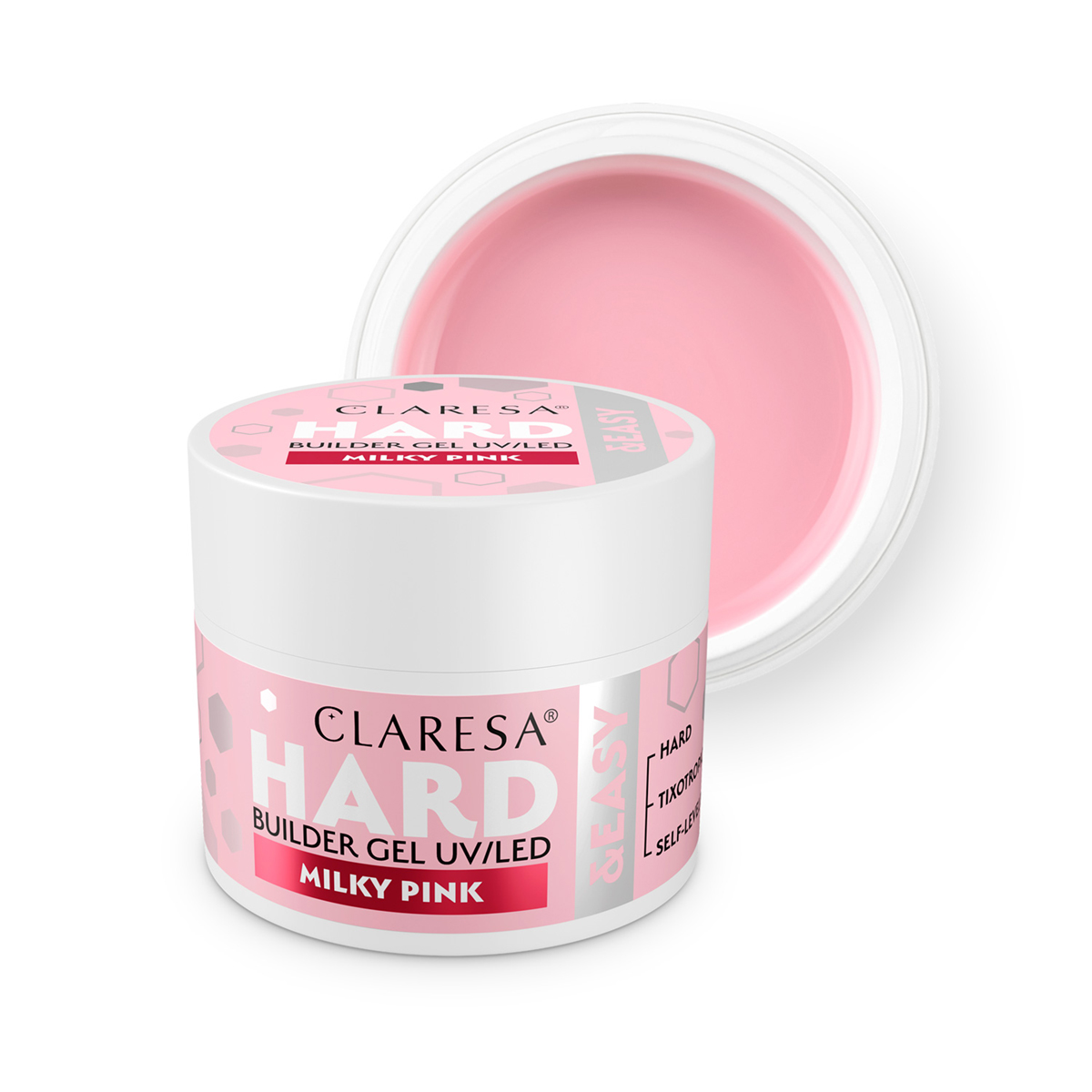 Claresa HARD&EASY stavebný gél mliečná rúžová 45g