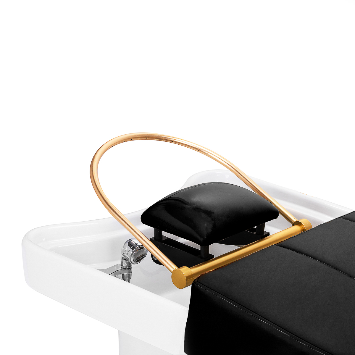 Čierny kadernícky umývadlový stojan Head Spa Gabbiano 017B s ležadlom